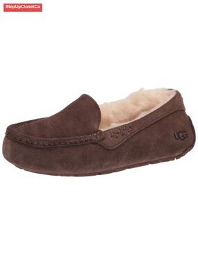 Women's Suede Slippers with Wool Lining & Rubber Outsole Slip-On